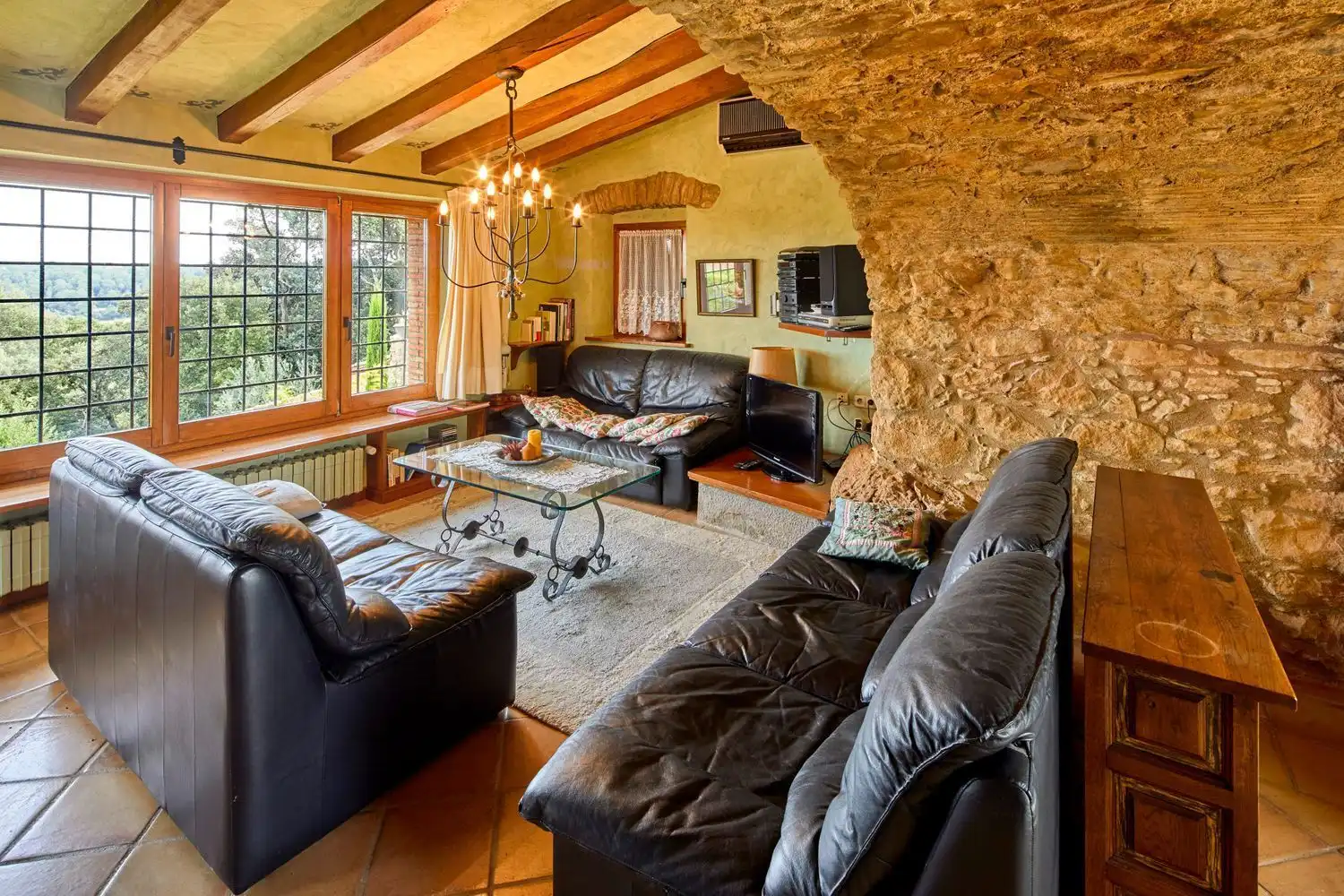 Sala de estar de Casa o chalet de alquiler en Madremanya con Aire acondicionado, Jardín privado y Terraza