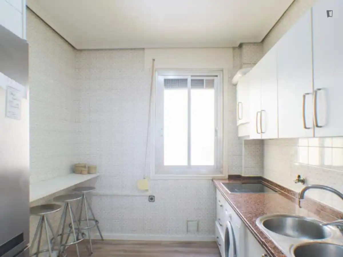 Cuina de Apartament per a compartir en Madrid amb Moblat, Forn i Rentadora