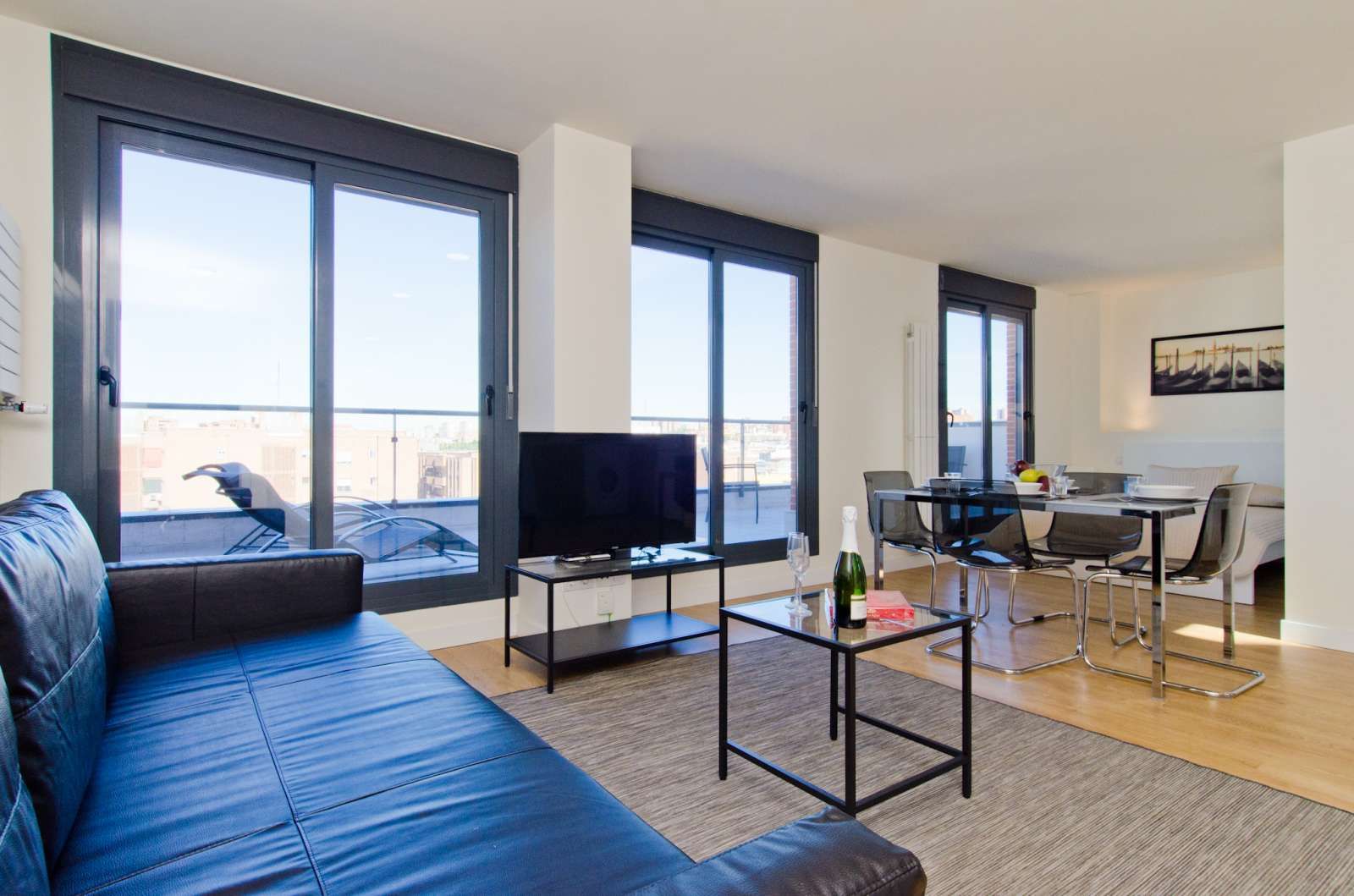 Living room of Study to share in  Madrid Capital  with Air Conditioner, Terrace and Furnished