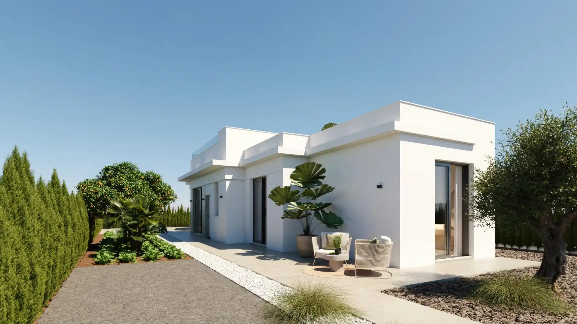 Vista exterior de Casa o chalet en venta en Fuente Álamo de Murcia con Jardín privado, Terraza y Piscina