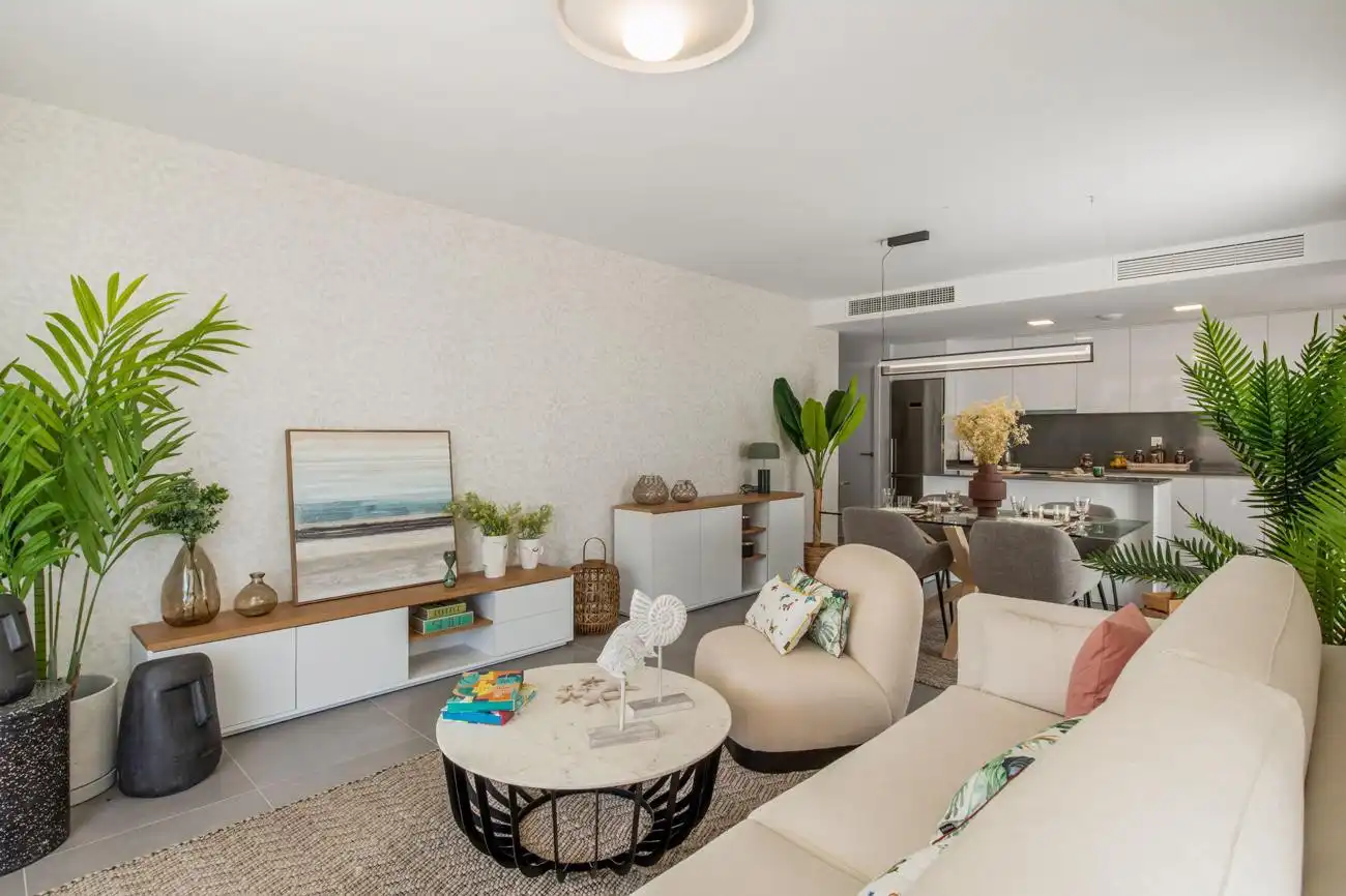 Wohnzimmer von Dachboden zum Verkauf in Mijas mit Klimaanlage, Terrasse und Schwimmbad