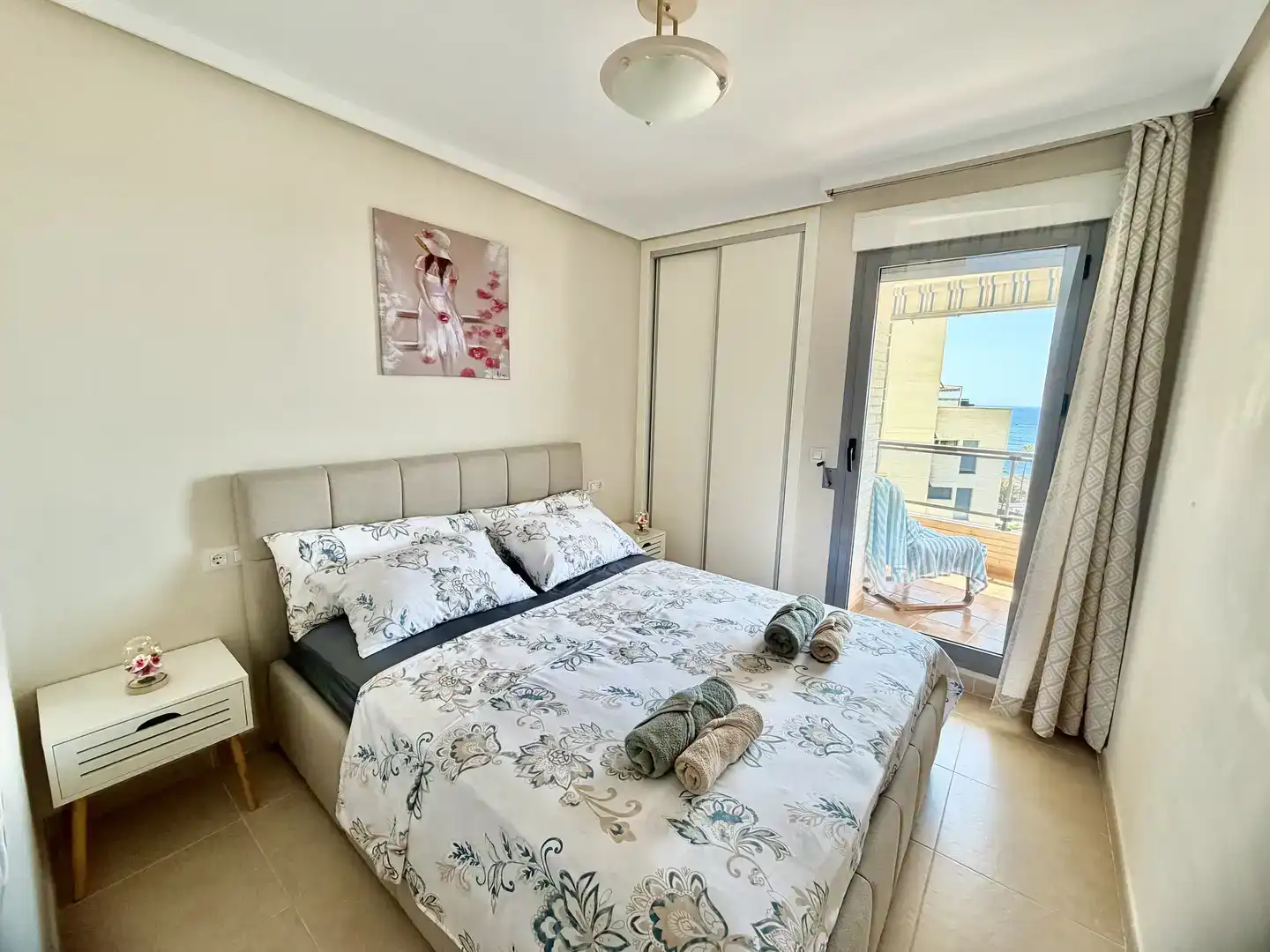 Schlafzimmer von Wohnung zur Miete in Calpe / Calp mit Klimaanlage, Privatgarten und Abstellraum