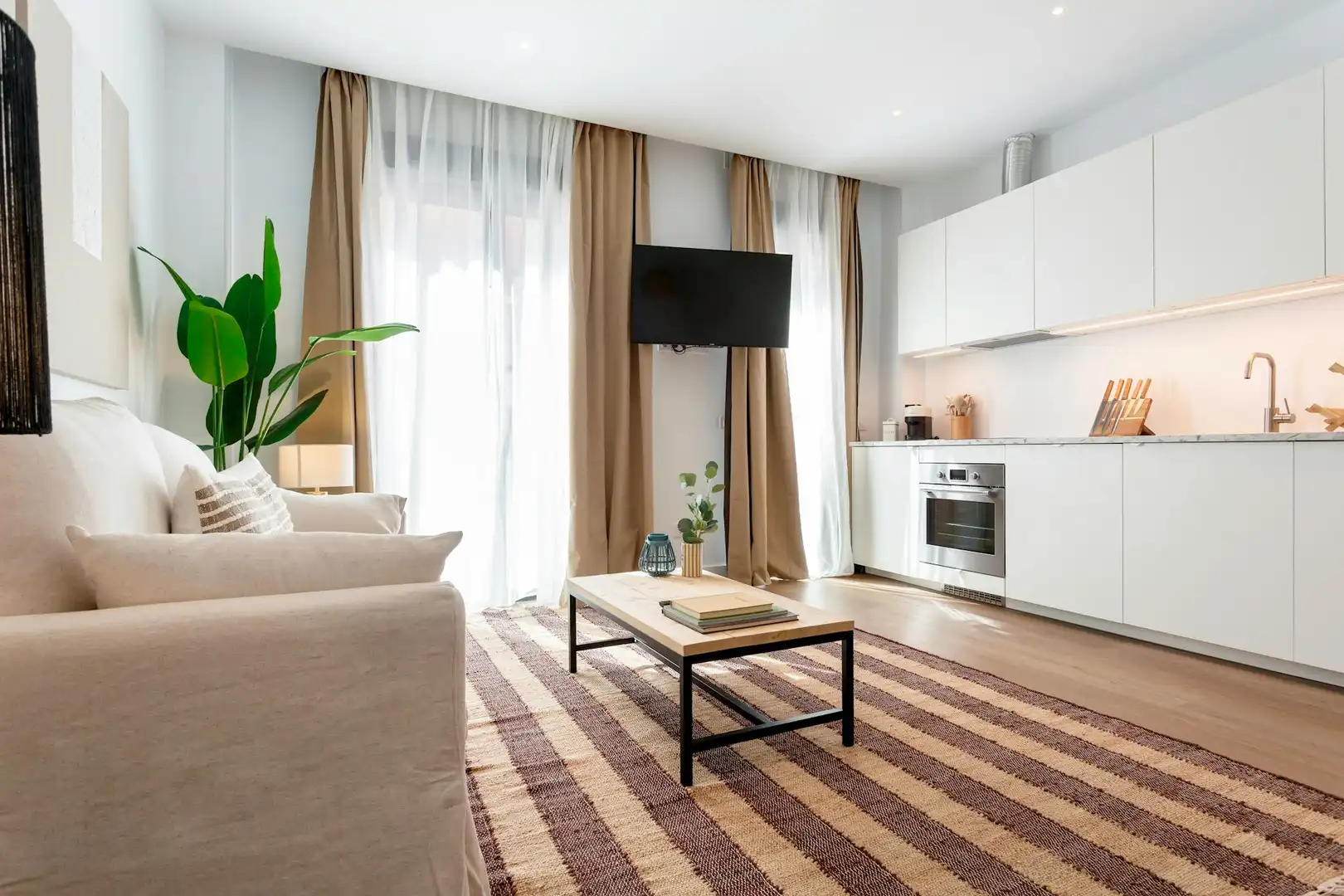 Living room of Flat for rent in Madrid  with Air Conditioner, Heating and Washing machine
