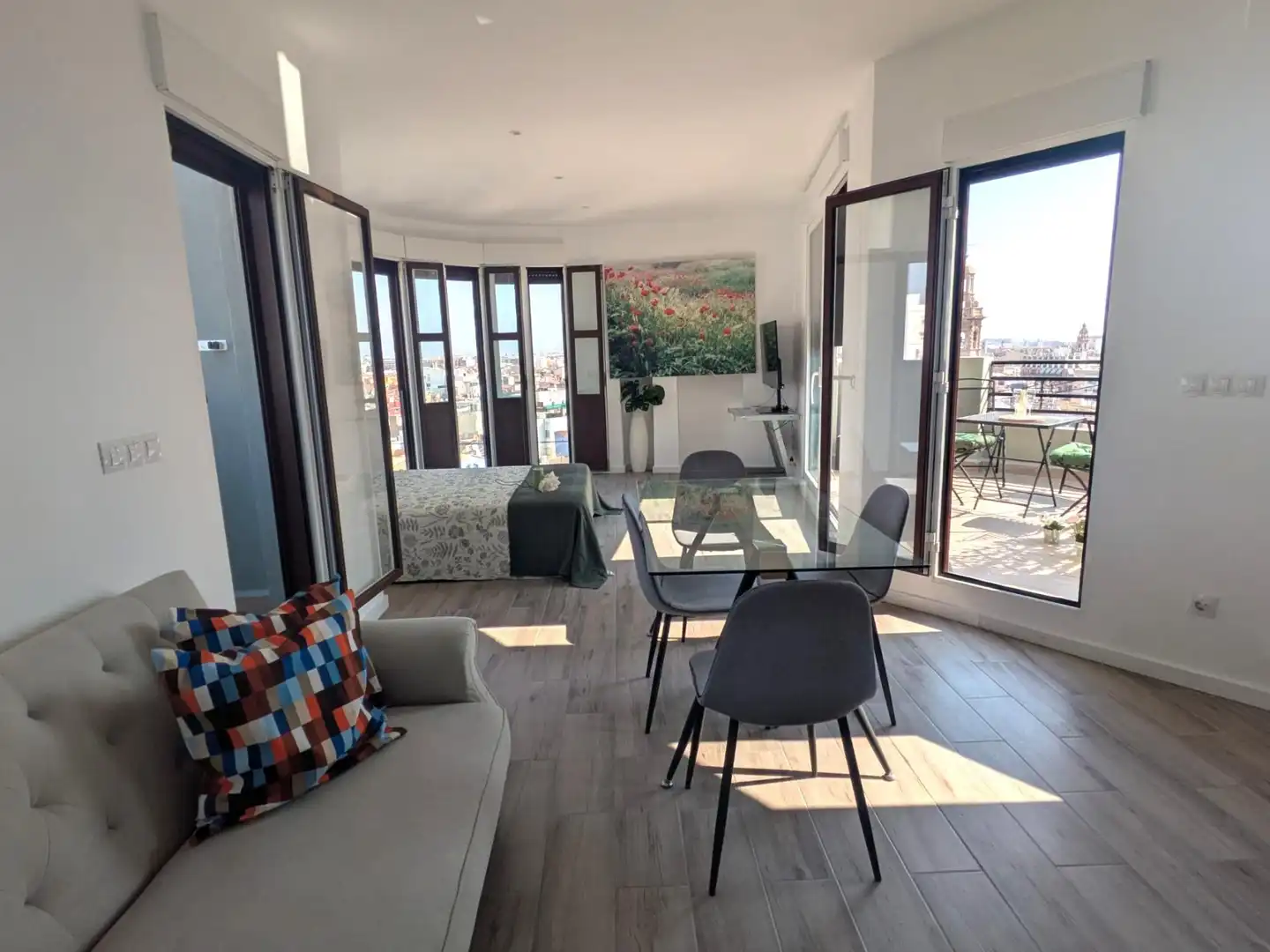 Wohnzimmer von Dachboden zur Miete in Valencia mit Klimaanlage, Heizung und Terrasse