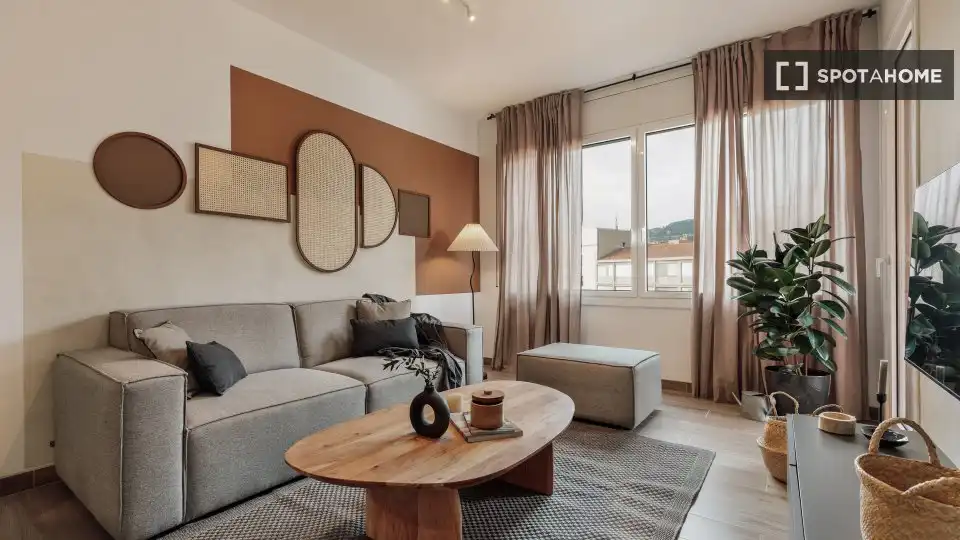 Sala d'estar de Apartament per a compartir en Barcelona amb Aire condicionat, Terrassa i Moblat