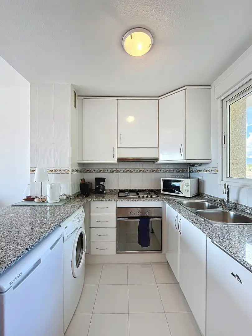 Küche von Wohnung zur Miete in La Nucia mit Klimaanlage, Privatgarten und Schwimmbad