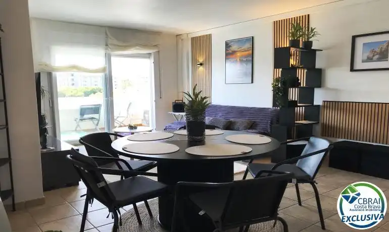 Dining room of Flat for sale in Roses  with Heating, Terrace and Swimming Pool