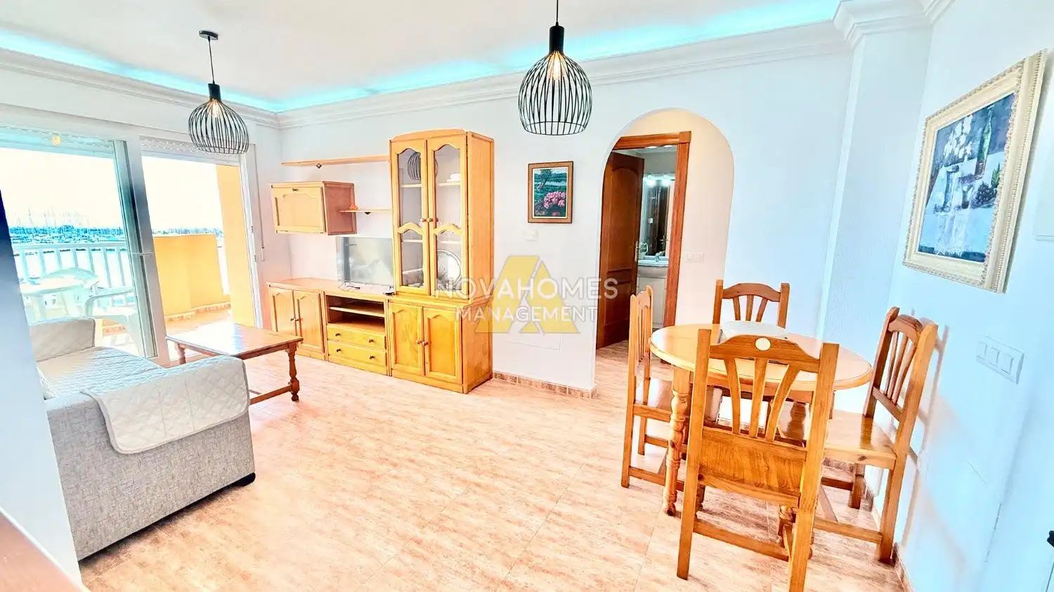 Wohnzimmer von Wohnungen zum Verkauf in La Manga del Mar Menor mit Klimaanlage, Heizung und Terrasse