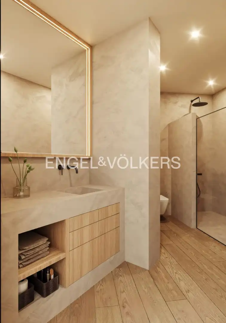 Badezimmer von Wohnung zum Verkauf in Barcelona mit Klimaanlage, Heizung und Parkett