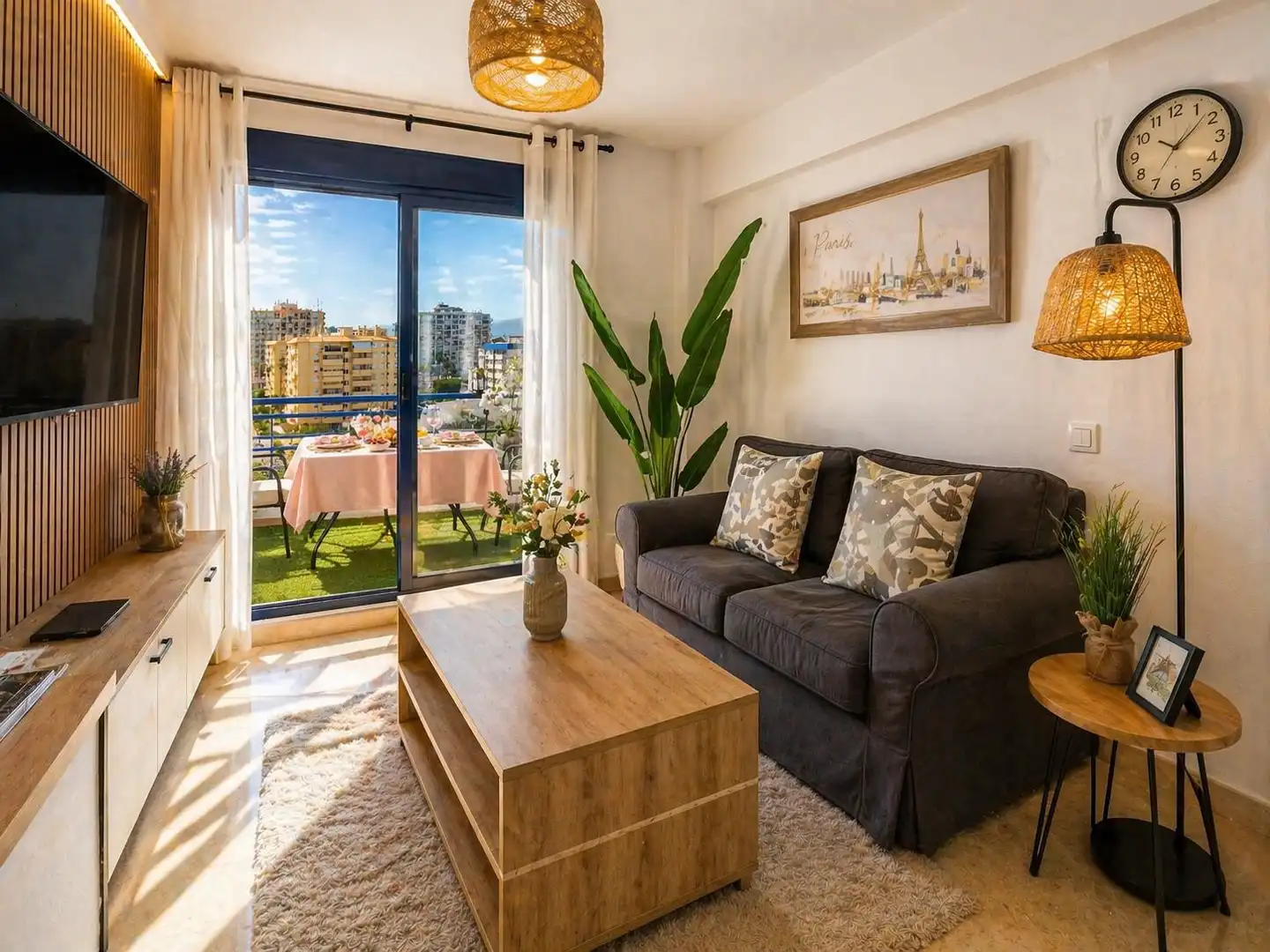 Wohnzimmer von Dachboden zum Verkauf in Benalmádena mit Klimaanlage, Heizung und Terrasse