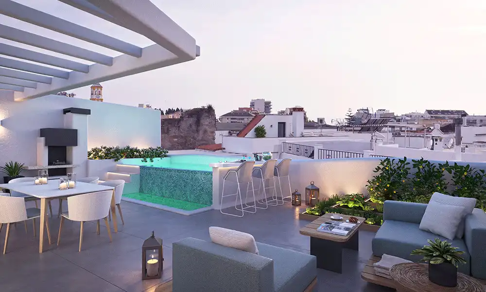 Terraza de Apartamento en venta en Marbella con Aire acondicionado, Calefacción y Jardín privado