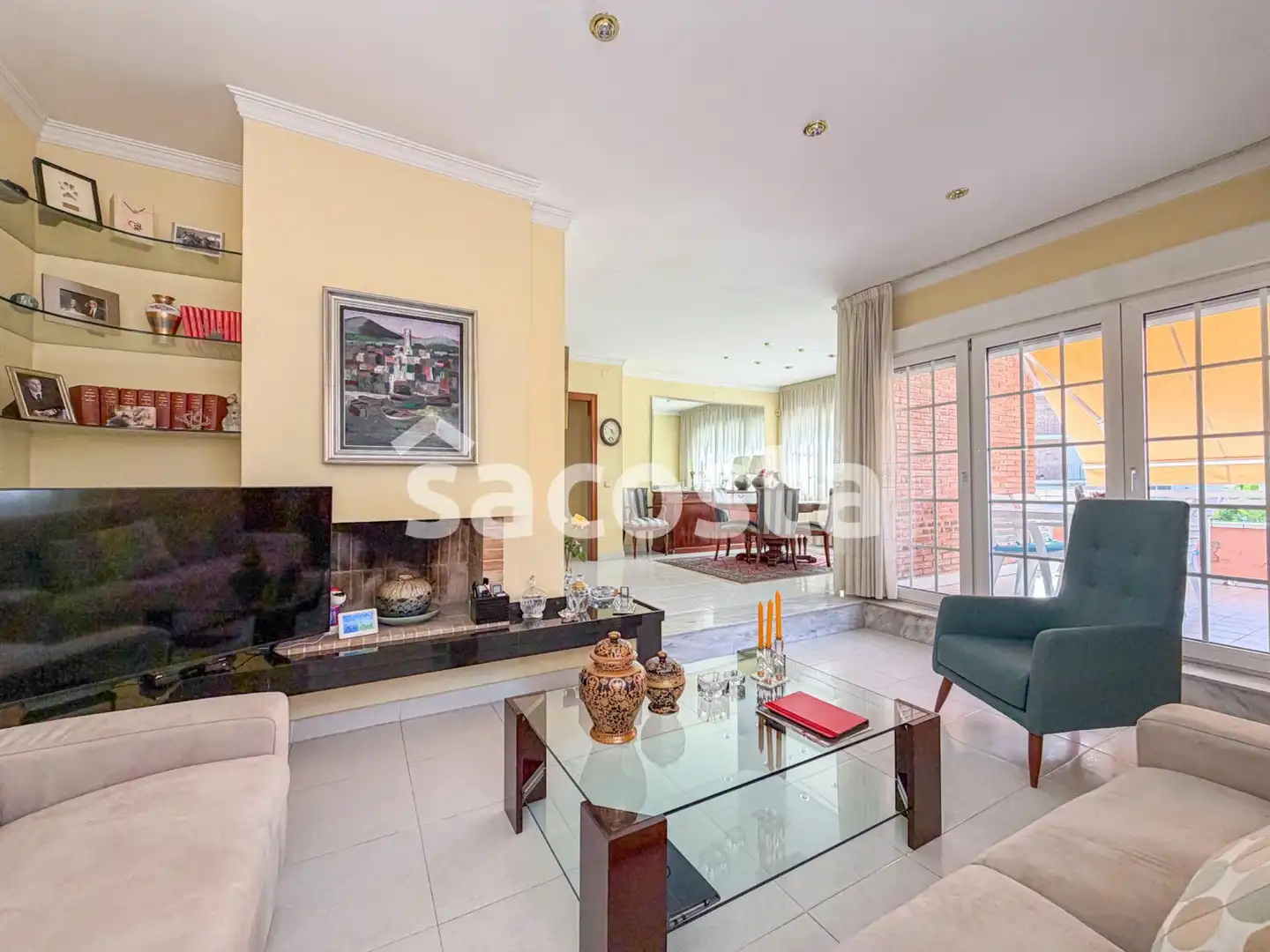 Sala de estar de Casa adosada en venta en Pineda de Mar con Aire acondicionado, Calefacción y Jardín privado