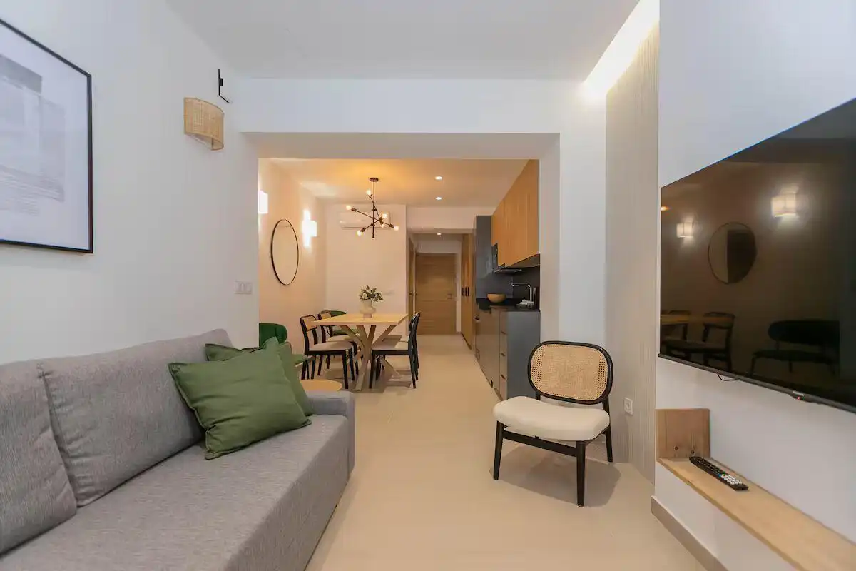 Sala d'estar de Pis de lloguer en Barcelona amb Aire condicionat i Moblat