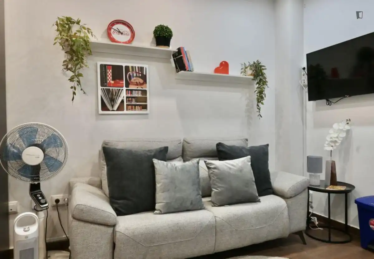 Sala d'estar de Estudi de lloguer en Madrid amb Aire condicionat, Moblat i Forn