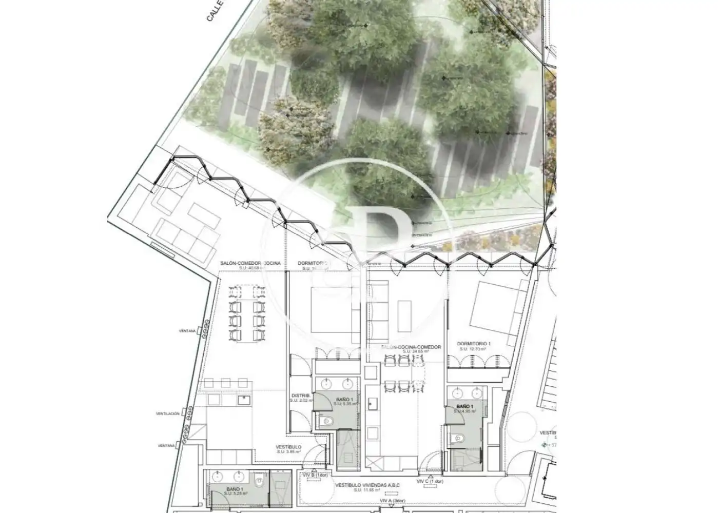 Wohnung zur Miete in Madrid mit Klimaanlage, Heizung und Privatgarten
