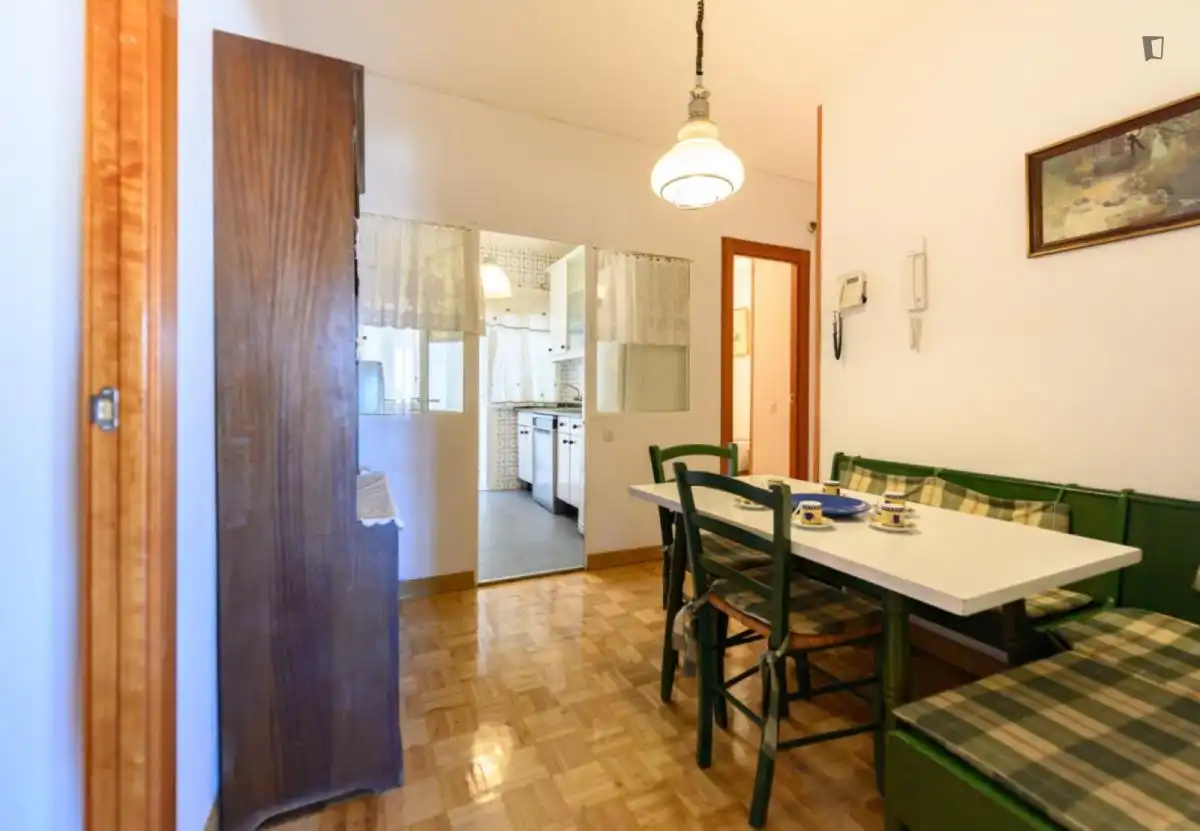 Menjador de Apartament de lloguer en Madrid amb Aire condicionat, Moblat i Forn