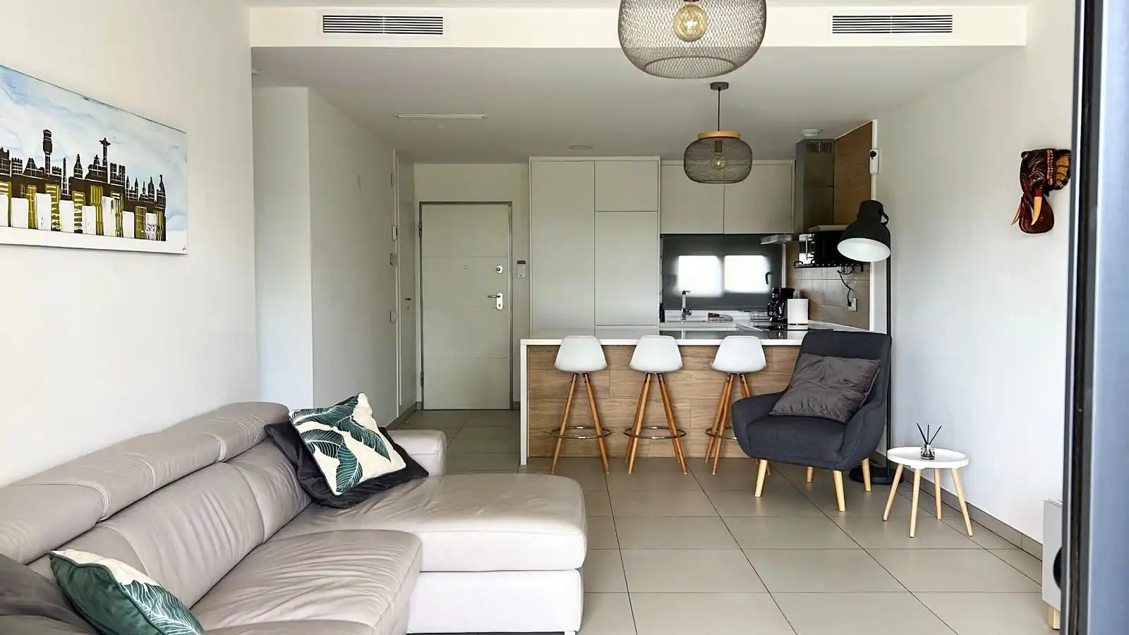 Wohnzimmer von Wohnung zur Miete in Pilar de la Horadada mit Klimaanlage, Heizung und Privatgarten