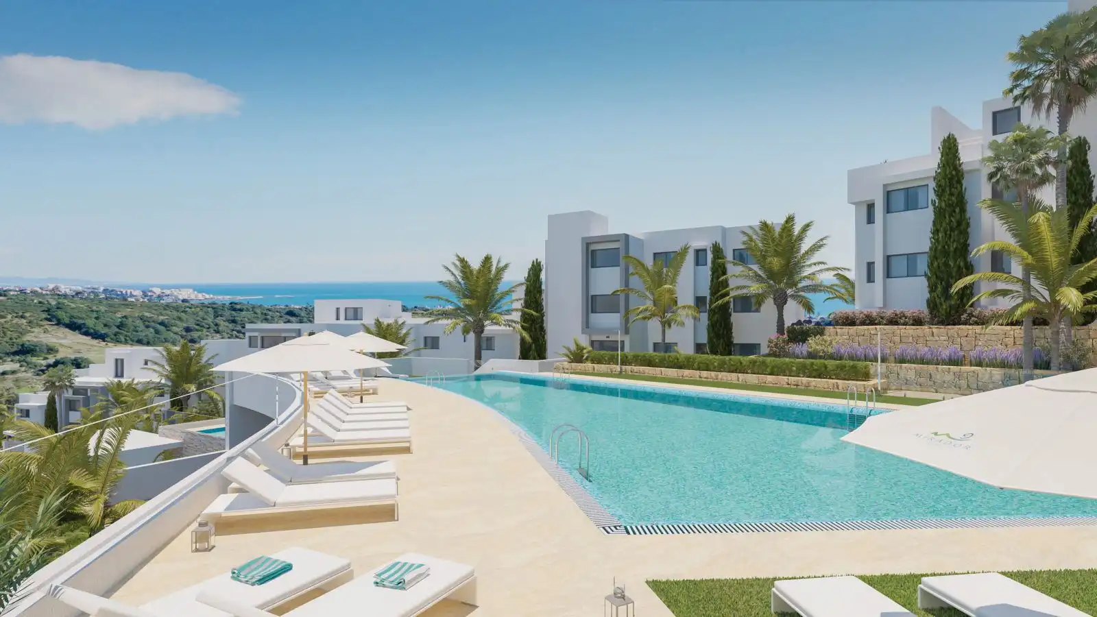 Piscina de Apartamento de alquiler en Estepona con Aire acondicionado, Calefacción y Terraza