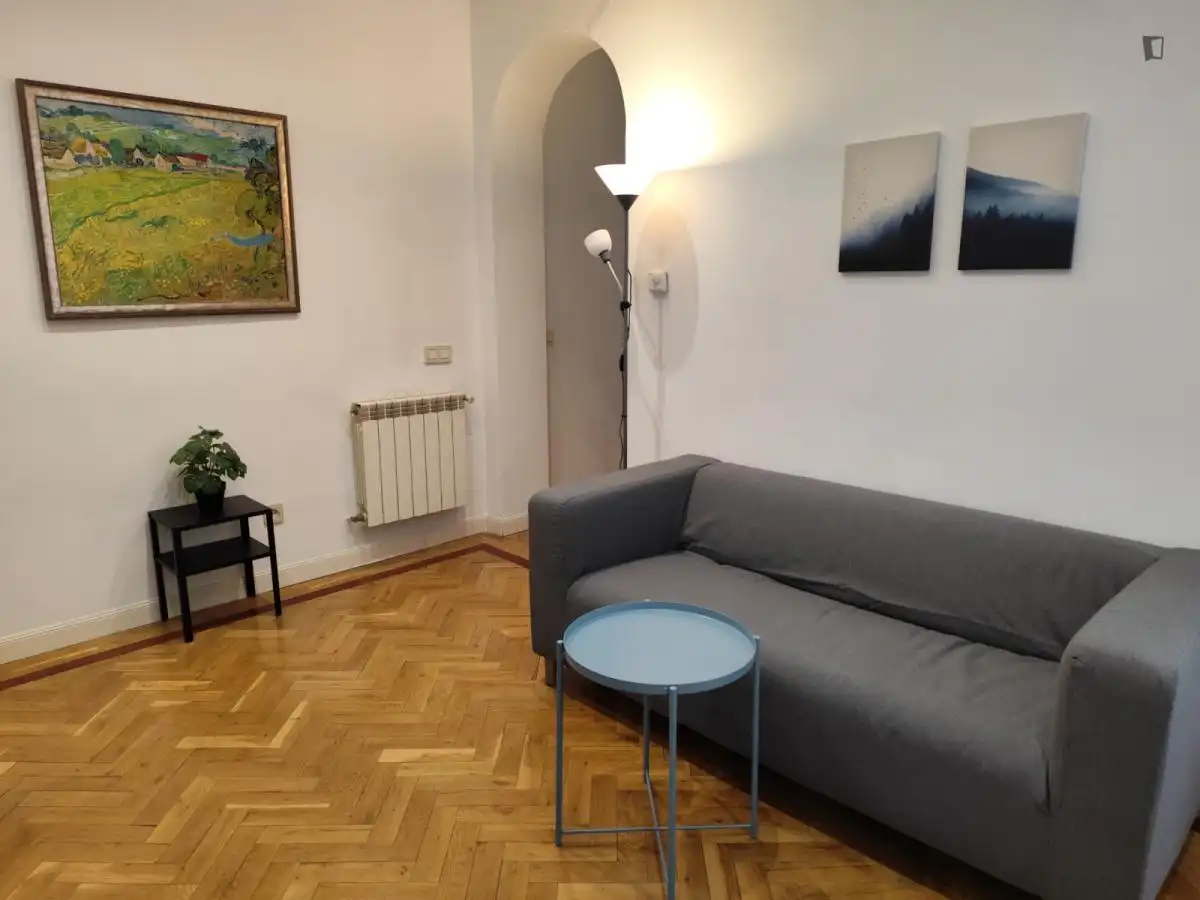 Sala de estar de Apartamento de alquiler en Madrid con Aire acondicionado, Amueblado y Horno