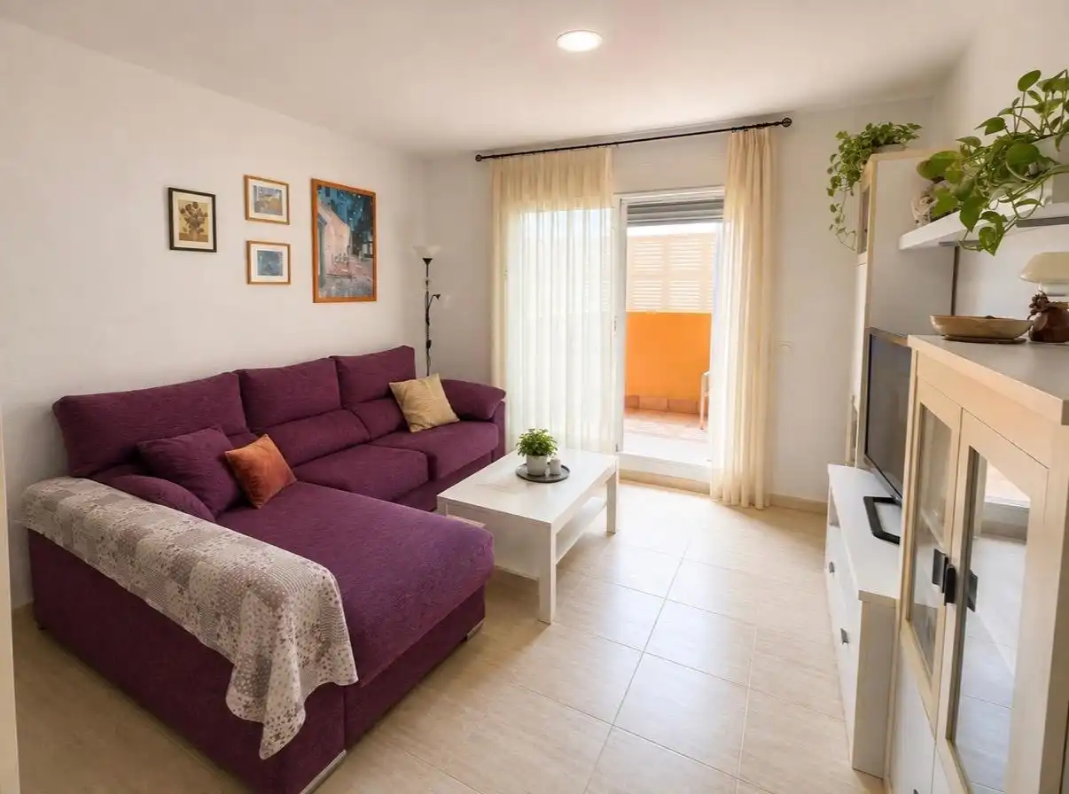 Sala de estar de Planta baja en venta en Roquetas de Mar con Amueblado y Piscina comunitaria