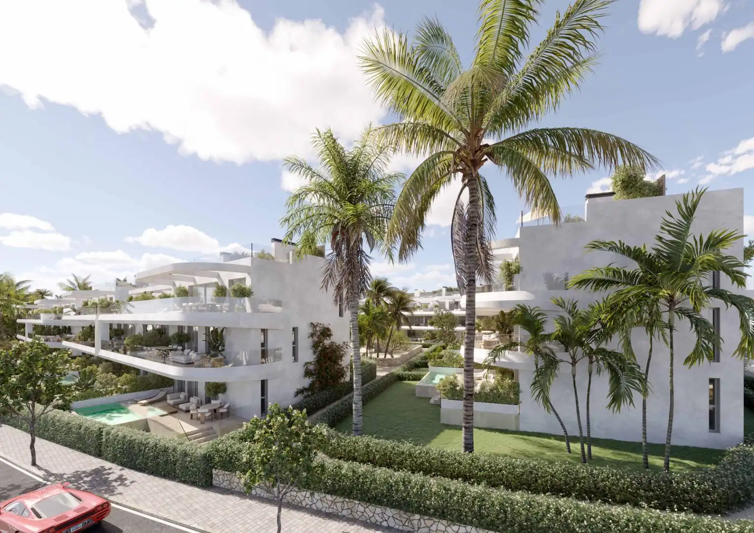 Vista exterior de Planta baja en venta en Estepona con Aire acondicionado, Jardín privado y Terraza