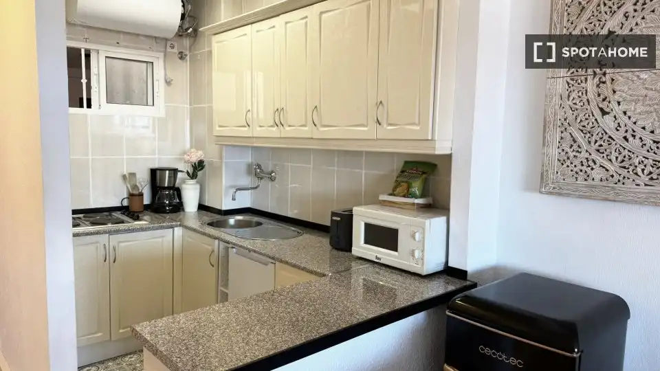 Cuina de Apartament per a compartir en Torremolinos amb Aire condicionat, Calefacció i Terrassa