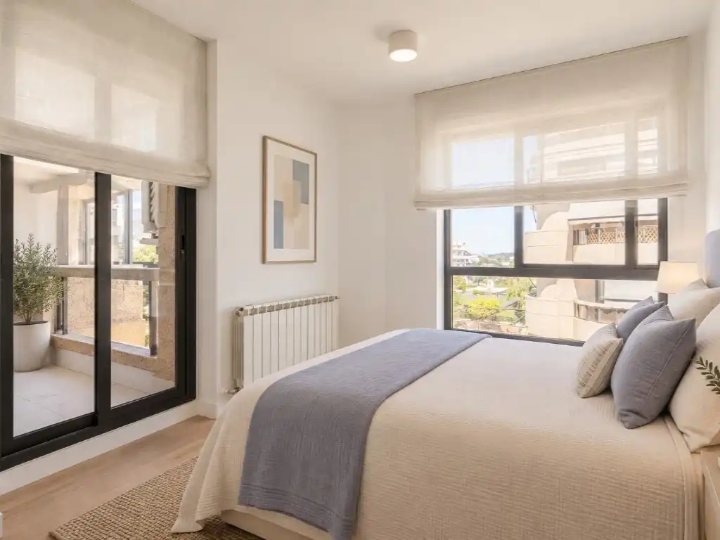 Schlafzimmer von Wohnung zur Miete in Madrid mit Klimaanlage