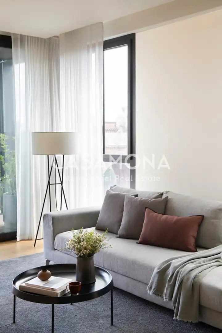 Sala de estar de Apartamento de alquiler en Barcelona con Aire acondicionado, Terraza y Internet