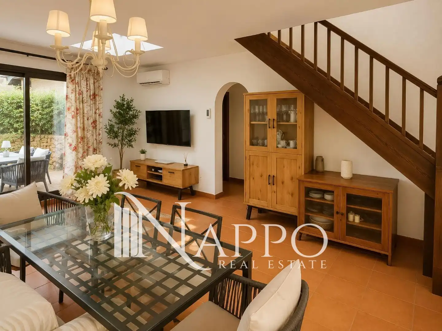 Sala de estar de Casa adosada de alquiler en Santanyí con Aire acondicionado, Calefacción y Jardín privado
