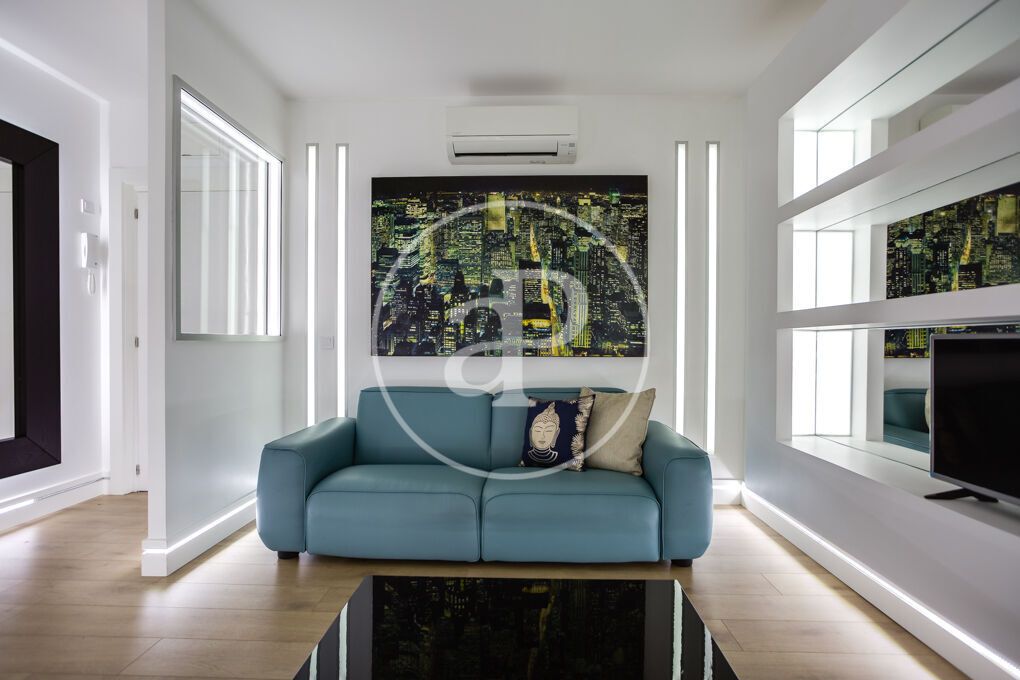 Living room of Flat to rent in  Madrid Capital  with Air Conditioner, Heating and Furnished