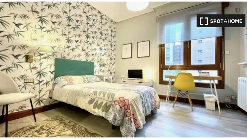 Schlafzimmer von Wohnung zur untervermieten in Bilbao  mit Klimaanlage, Heizung und Möbliert