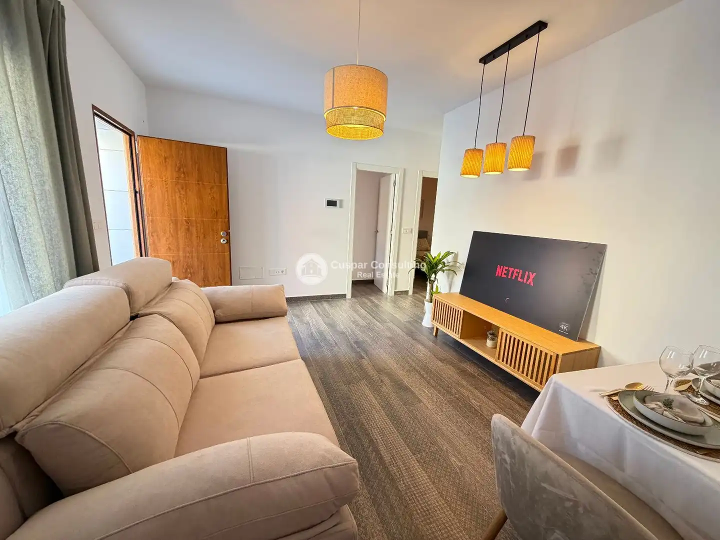 Wohnzimmer von Einfamilien-Reihenhaus zur Miete in San Javier mit Klimaanlage, Heizung und Privatgarten