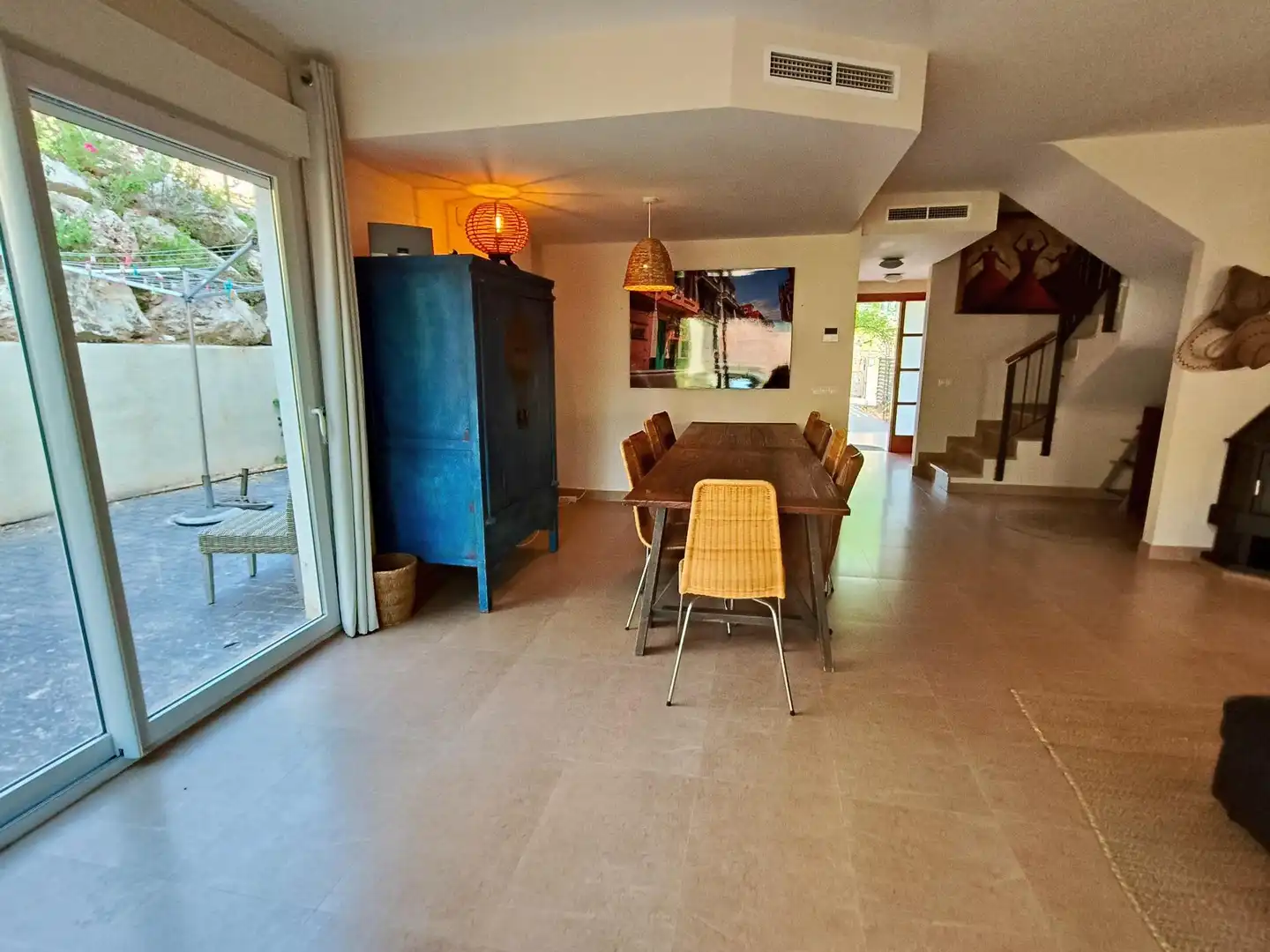 Menjador de Casa adosada en venda en Moraira amb Aire condicionat, Calefacció i Jardí privat