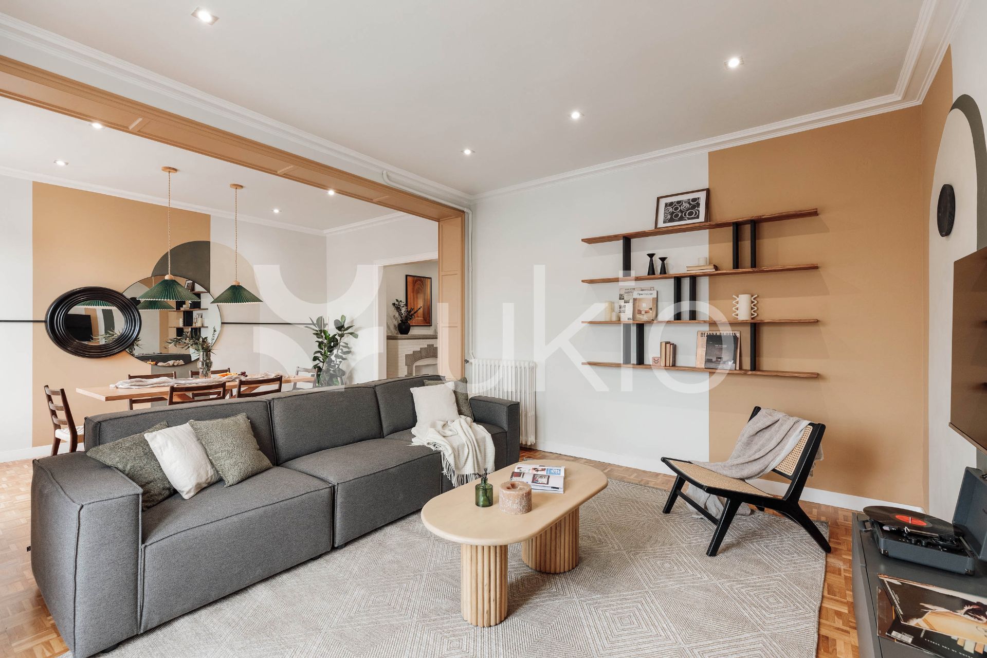 Sala d'estar de Apartament de lloguer en  Barcelona Capital amb Aire condicionat, Calefacció i Moblat