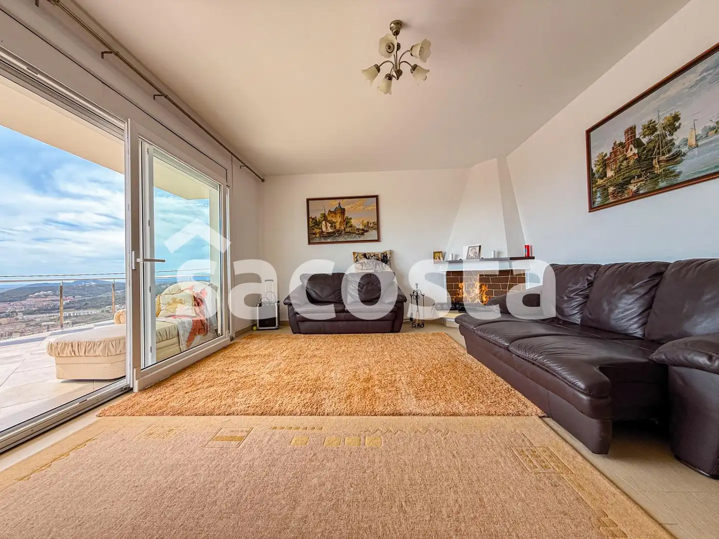 Wohnzimmer von Haus oder Chalet zum Verkauf in Lloret de Mar mit Klimaanlage, Heizung und Privatgarten