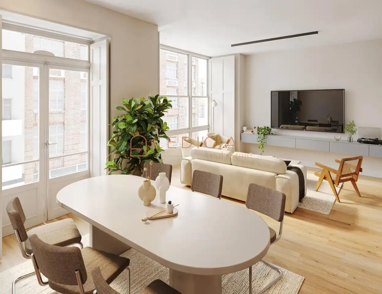 Living room of Flat for sale in Vigo   with Heating, Terrace and Furnished