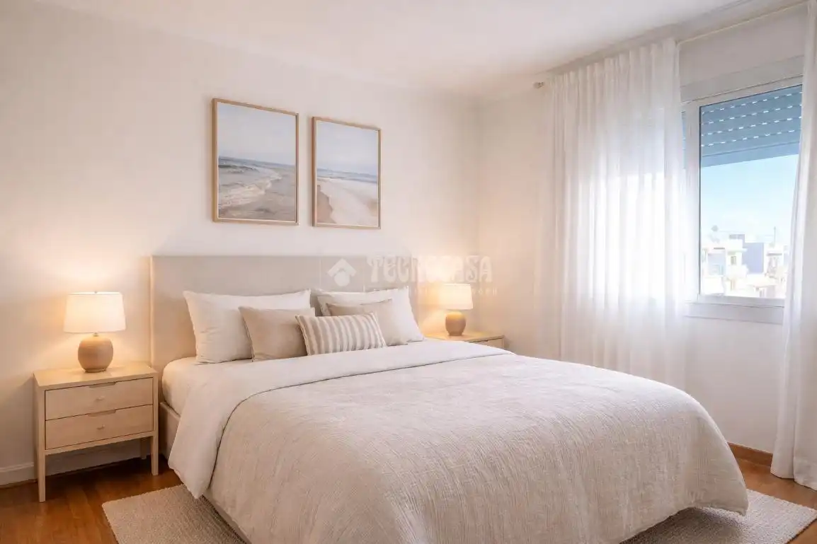 Schlafzimmer von Dachboden zum Verkauf in Vilanova i la Geltrú mit Parkett, Terrasse und Möbliert