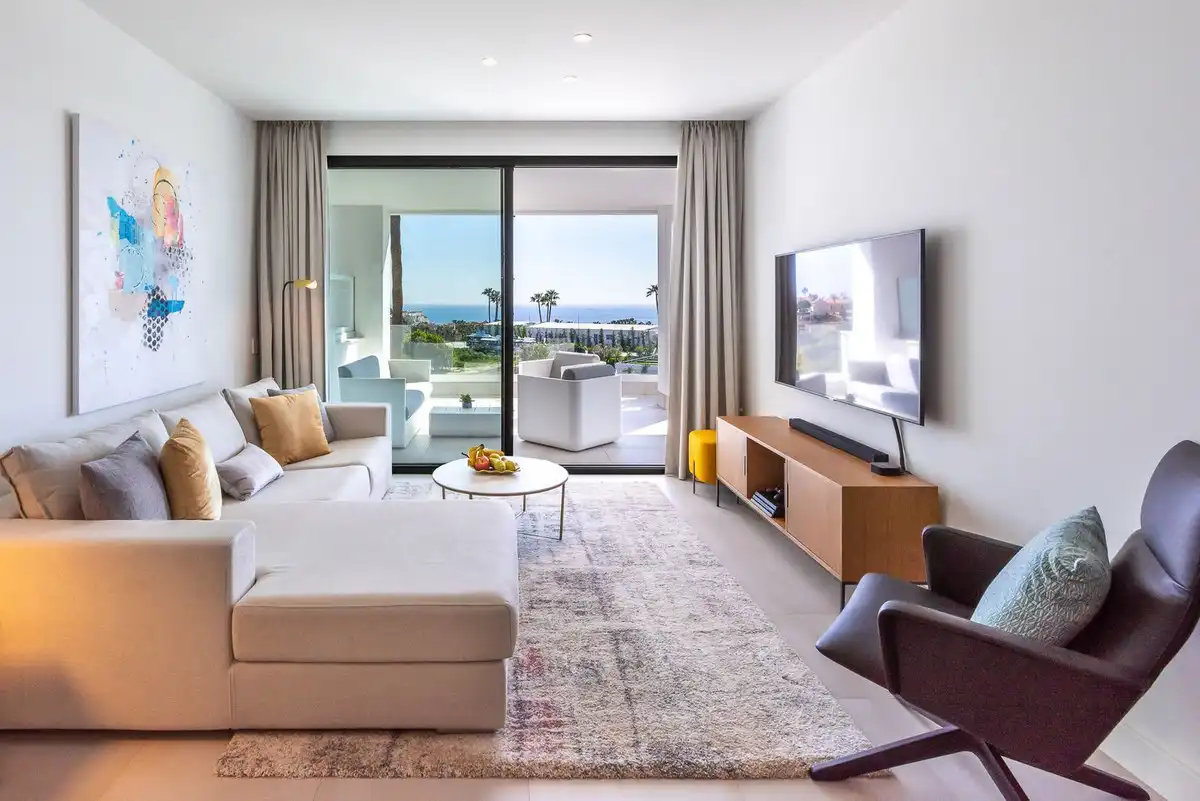 Sala de estar de Planta baja en venta en Mijas con Aire acondicionado, Calefacción y Terraza