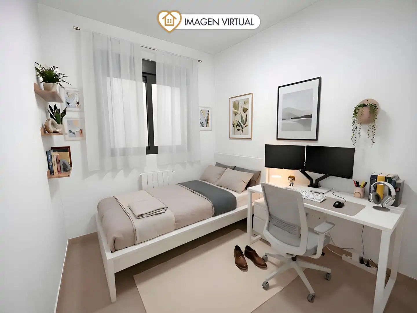 Schlafzimmer von Wohnung mieten mit Kaufoption in Vallirana mit Heizung, Ofen und Internet