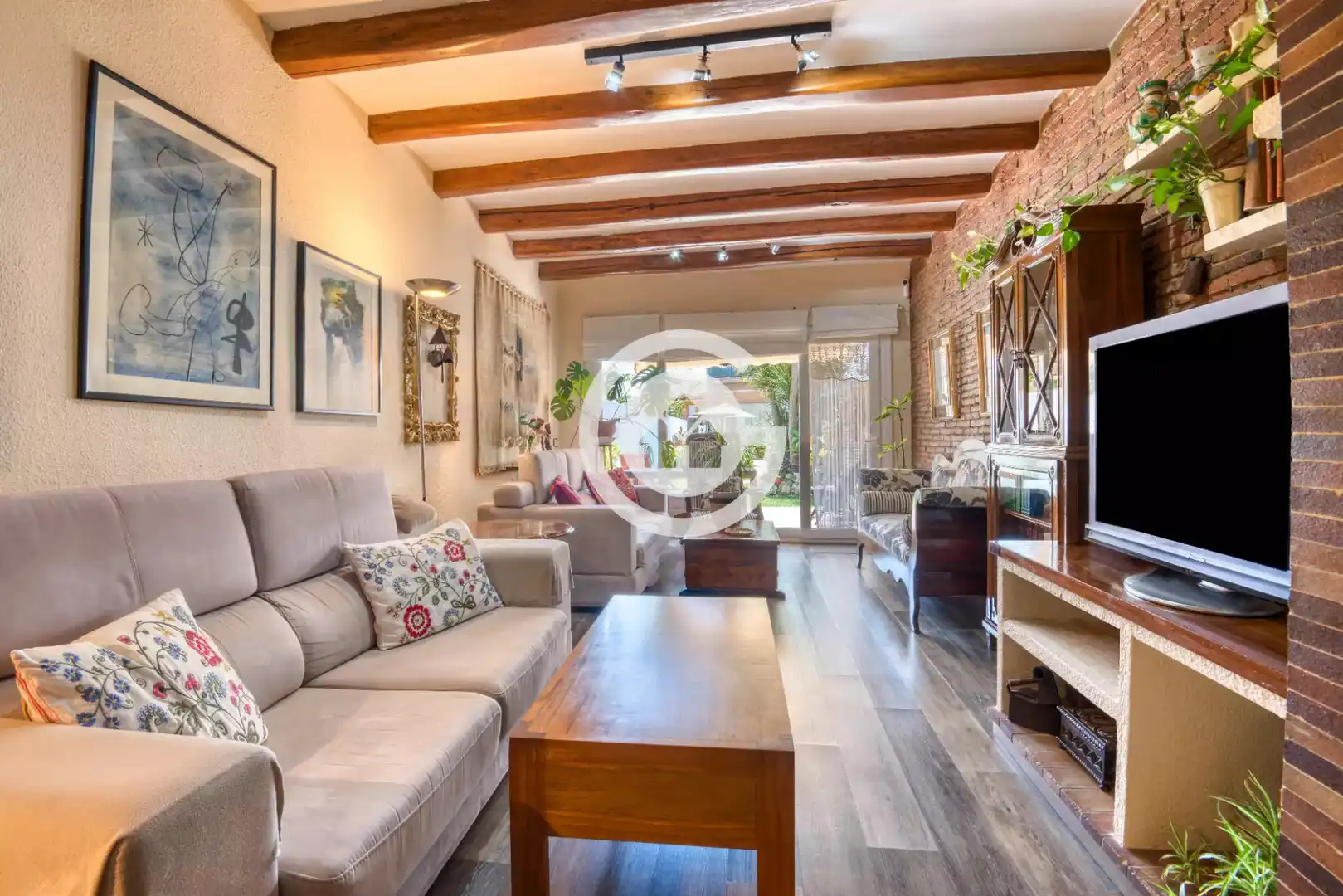 Sala de estar de Casa adosada en venta en Palafrugell con Calefacción, Parquet y Terraza