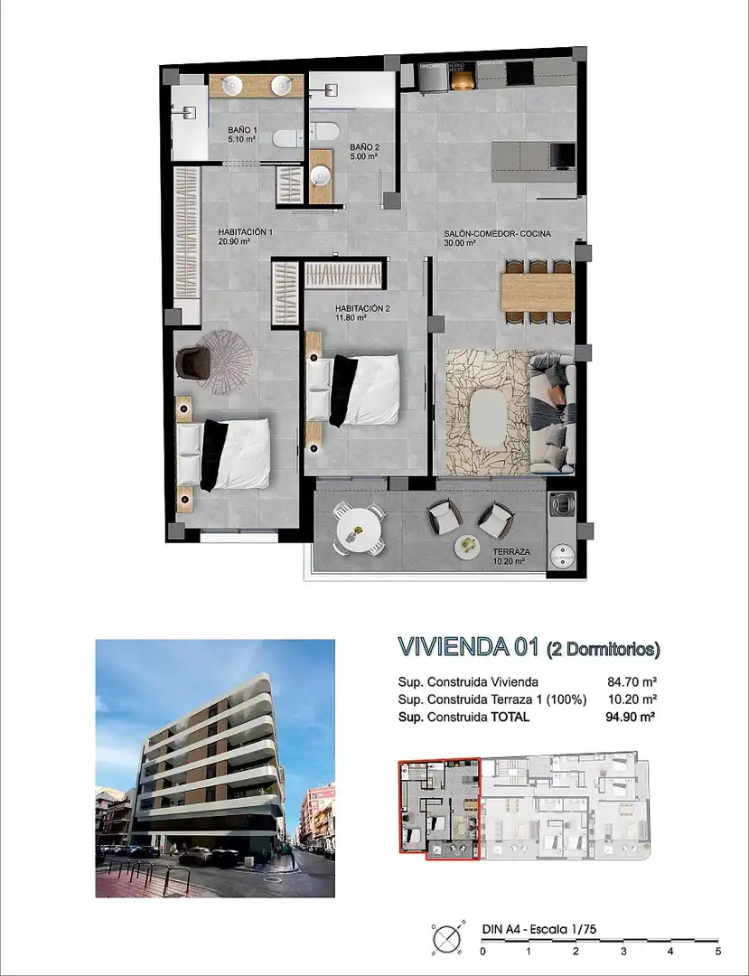 Appartement compact avec terrasse à vendre à Santa Pola ciudad, imagen 13