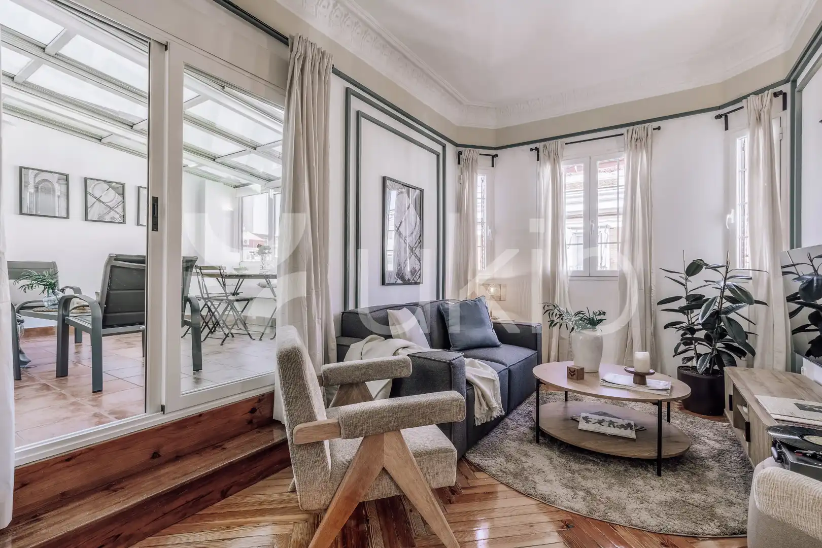 Wohnzimmer von Wohnungen zur Miete in Madrid mit Klimaanlage, Heizung und Terrasse