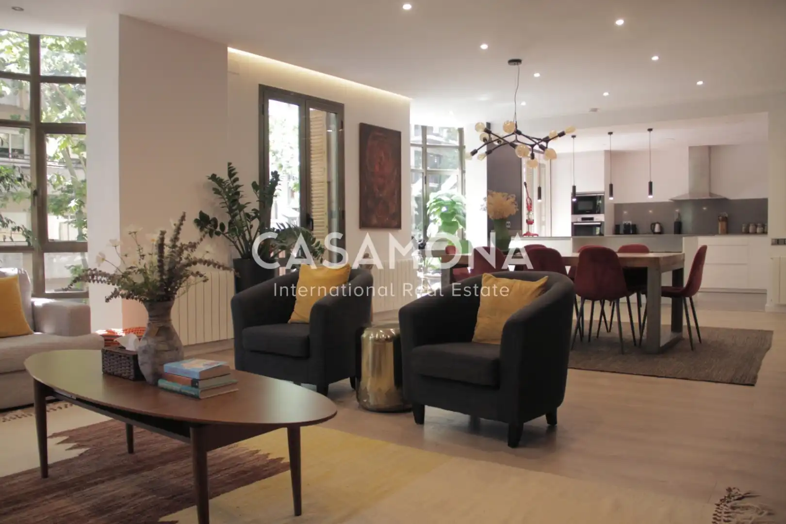 Wohnzimmer von Wohnungen zur Miete in Barcelona mit Klimaanlage, Heizung und Terrasse