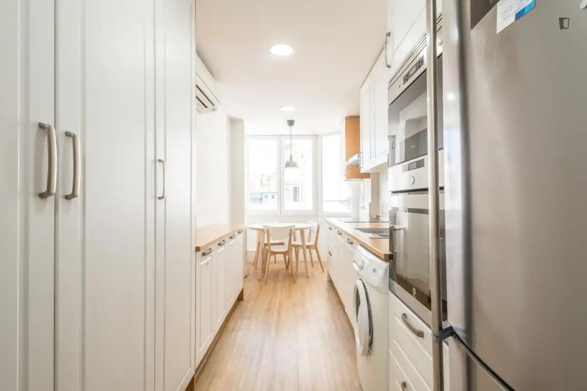 Cocina de Apartamento para compartir en Madrid con Amueblado, Horno y Lavadora