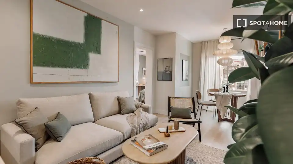 Sala de estar de Apartamento para compartir en Barcelona con Aire acondicionado, Terraza y Amueblado