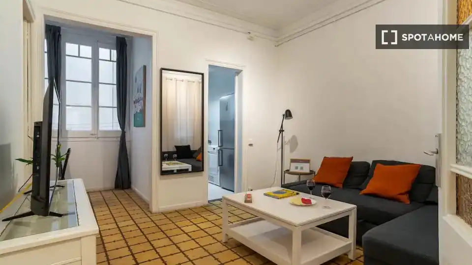 Living room of Flat for rent in  Barcelona Capital  with Air Conditioner, Heating and Furnished
