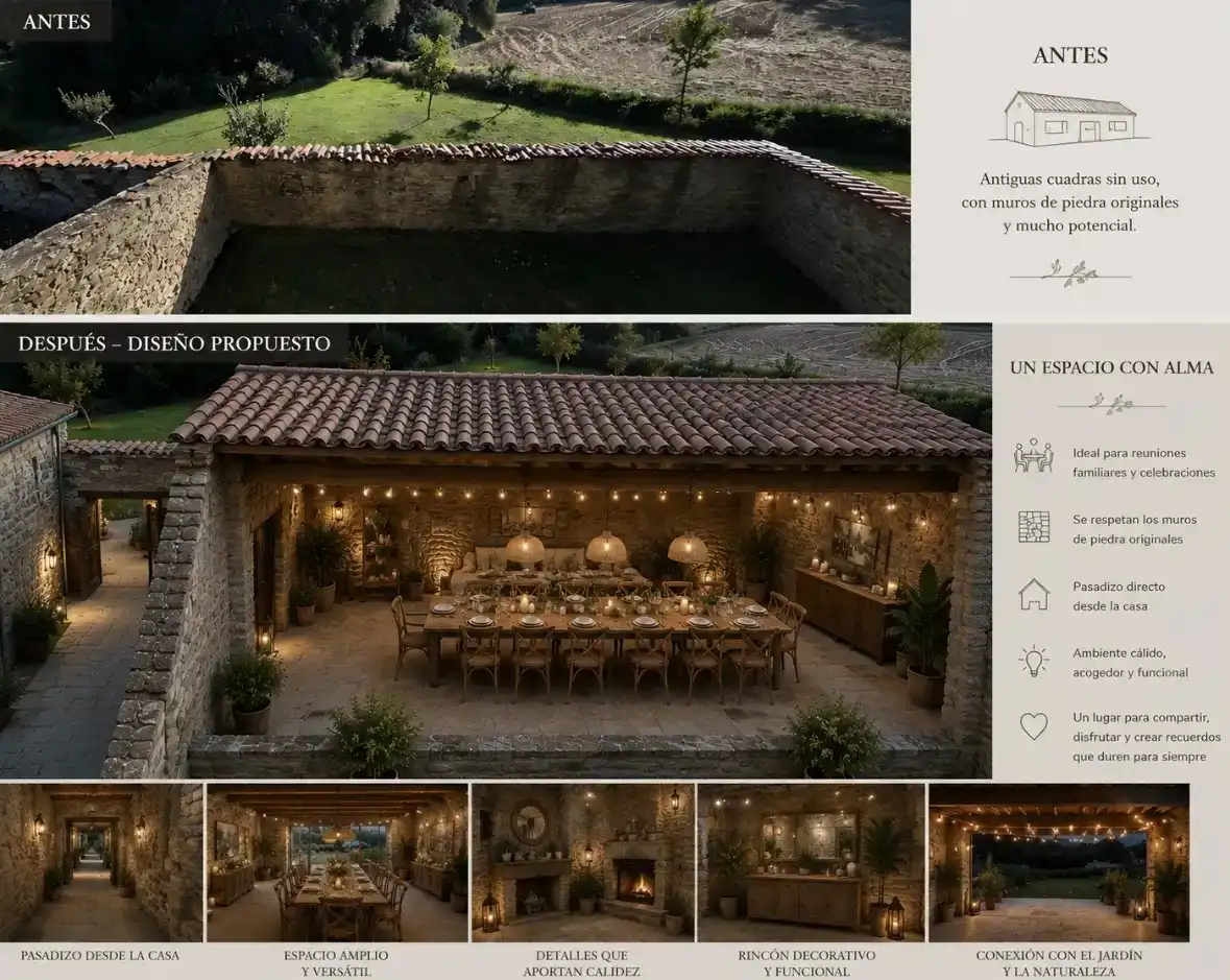 Terraza de Finca rústica en venta en Mesía con Jardín privado, Parquet y Amueblado