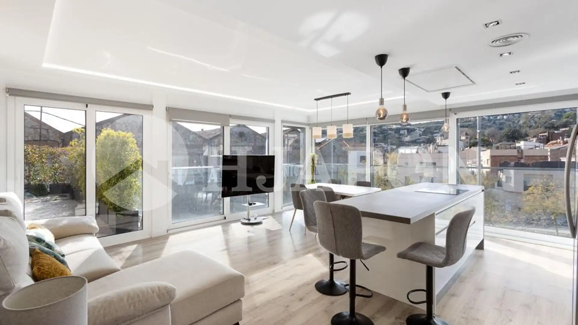 Sala de estar de Piso en venta en Alella con Aire acondicionado, Parquet y Terraza