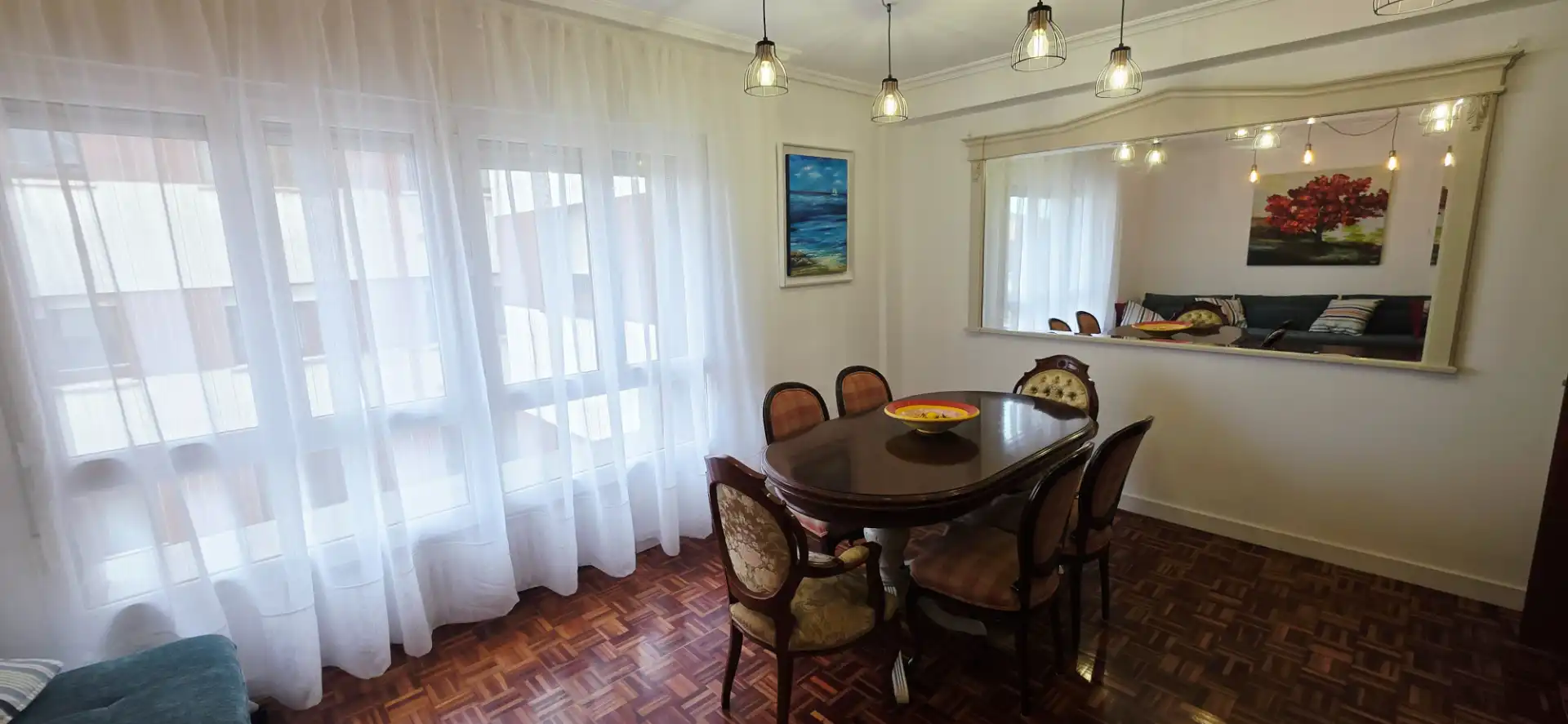 Dining room of Flat for rent in Gijón   with Heating, Parquet flooring and Furnished