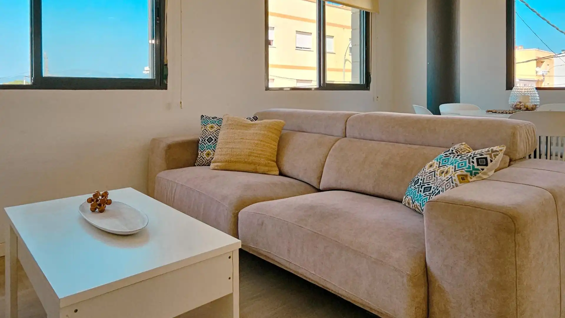 Living room of Flat for sale in Daimús  with Air Conditioner, Terrace and Furnished